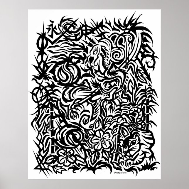 Oriental Tribal Tattoo Design Poster (Front)
