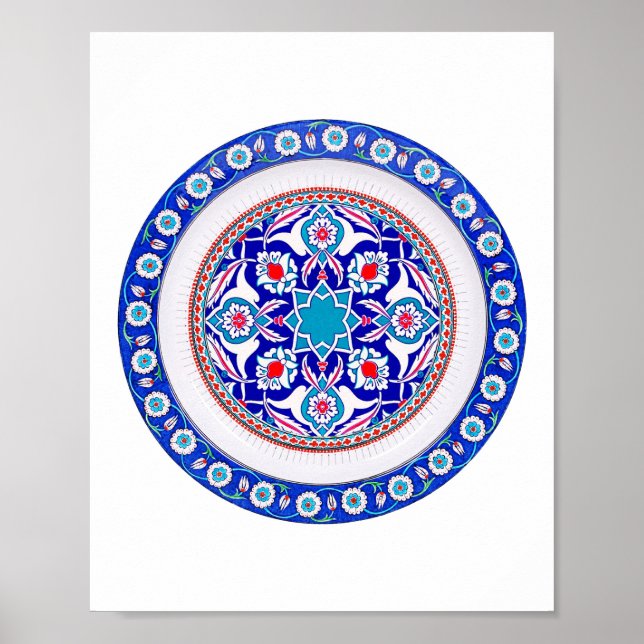Oriental Turkish Art in Blue Poster (Front)