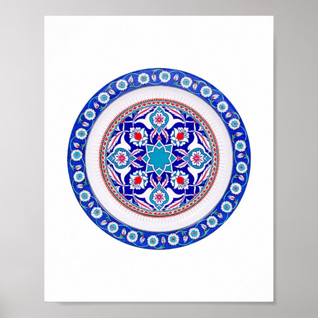 Oriental Turkish Art in Blue Poster (Front)
