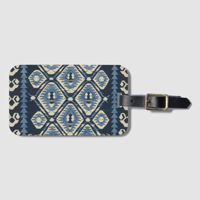 Oriental Turkish Persian Carpet Blue  Luggage Tag (Front Horizontal)