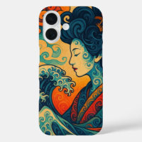 Oriental vector abstract Geisha Kanagawa waves