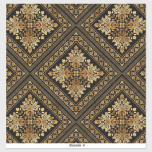 Oriental Vintage Damask pattern - Black and gold