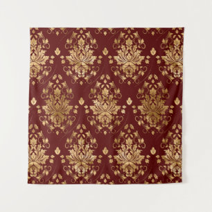 Oriental Vintage Damask Pattern - Red and gold Tapestry