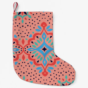 Oriental Vintage damask pattern. Talavera pottery. Small Christmas Stocking
