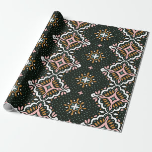 Oriental Vintage damask pattern. Talavera pottery. Wrapping Paper