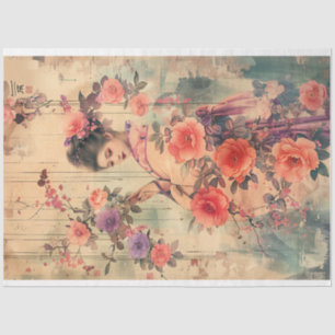 Oriental Vintage Geisha Water Colour Tissue Paper