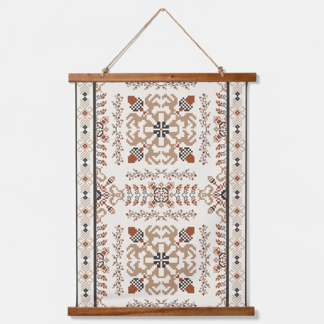 Oriental Vintage Knitted Embroidery Pattern Hanging Tapestry (Front)