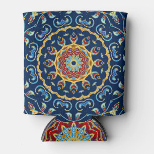 Oriental Watercolor Floral Mandala Carpet Can Cooler