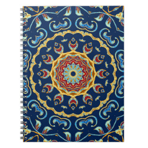 Oriental Watercolor Floral Mandala Carpet Notebook