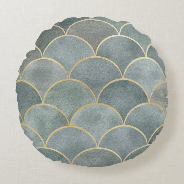 Oriental Watercolor: Ornamental Luxury Texture. Round Cushion (Front)