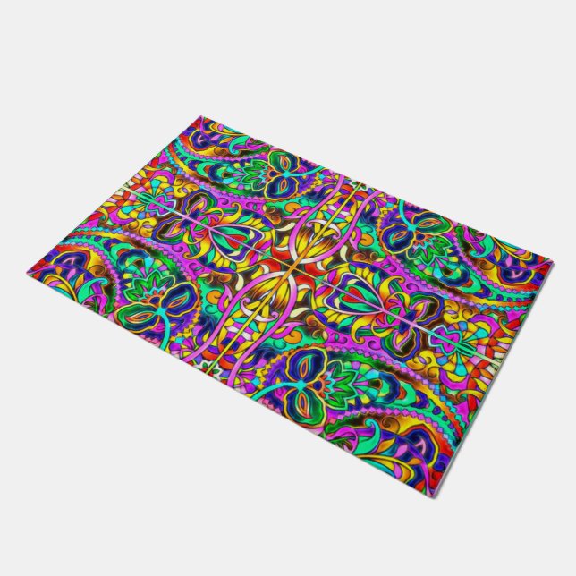 Oriental Watercolor Pattern III + your ideas Doormat (Angled)