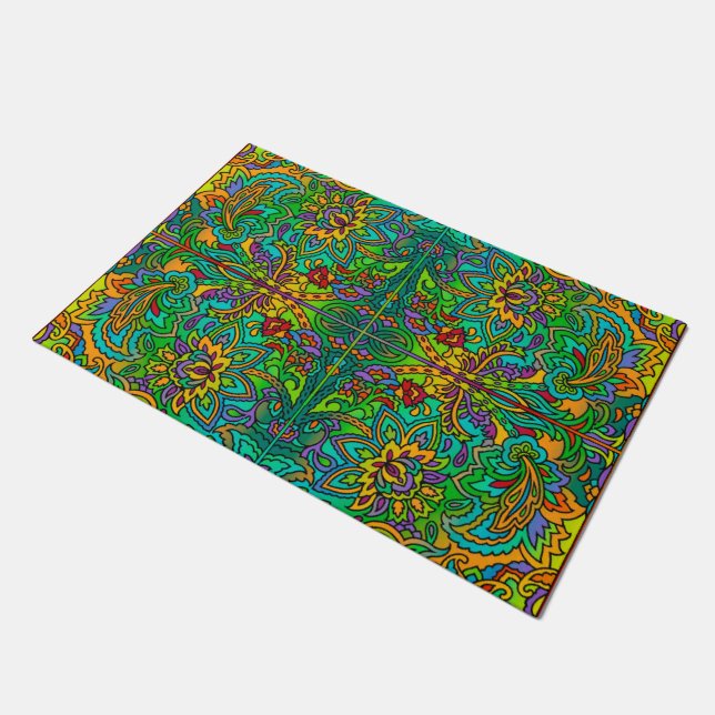 Oriental Watercolor Pattern V + your ideas Doormat (Angled)