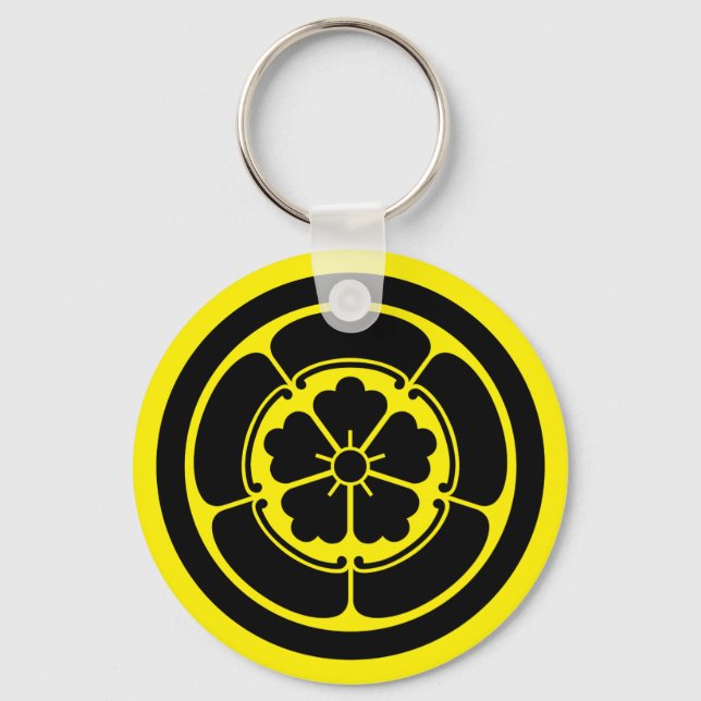 Oriental Yellow Black Oda Japan Mon Vector Art Key Ring (Front)