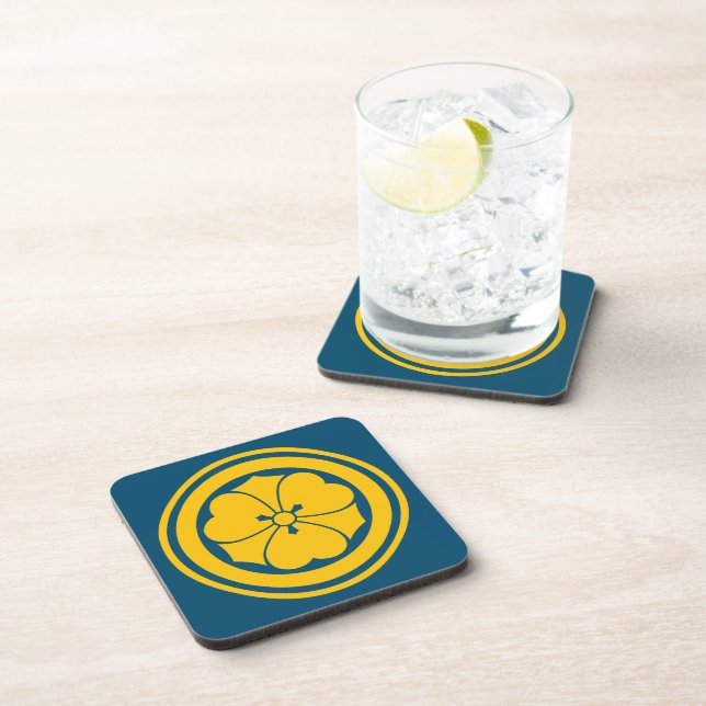 Oriental Yellow Blue Sakai Japan Mon Art Coaster (Right Side)