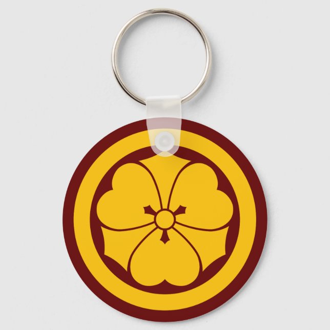 Oriental Yellow Red Sakai Japan Mon Kamon Key Ring (Front)