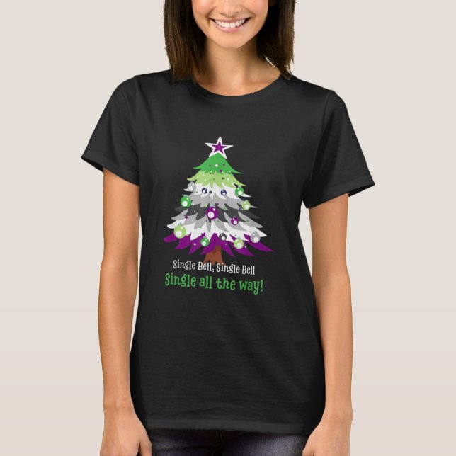Orientated AroAce Christmas Tree T-Shirt (Front)