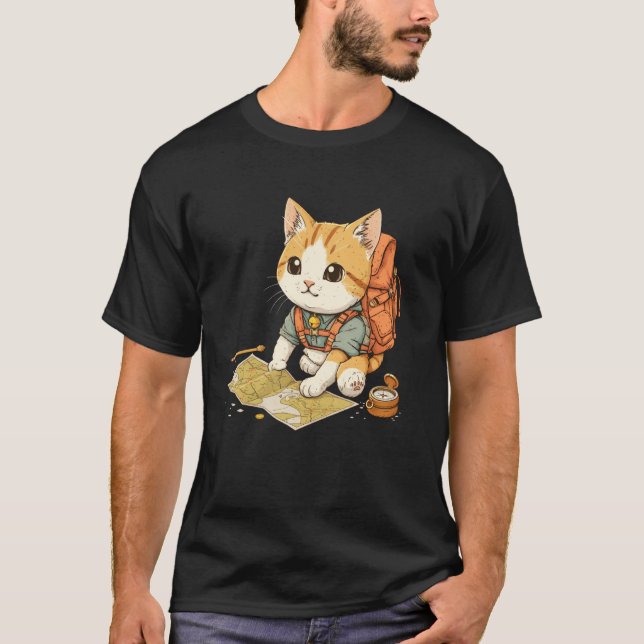 Orienteer Cat on Orienteering T-Shirt (Front)