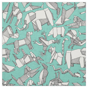 origami animal ditsy mint fabric