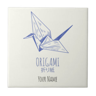 Origami Art Japanese Folding Art Retro Crane Tile