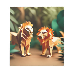 Origami Art-Monarch of the Jungle: A Majestic Lion Notepad