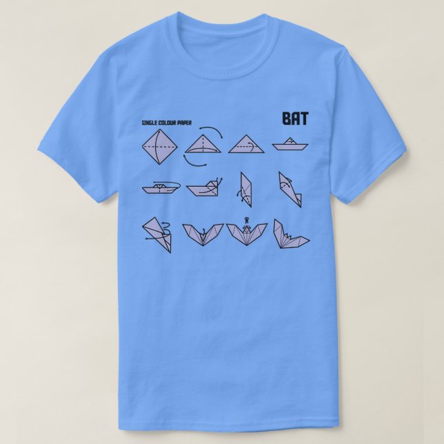 Origami Bat Instructions in Lilac T-Shirt (Design Front)