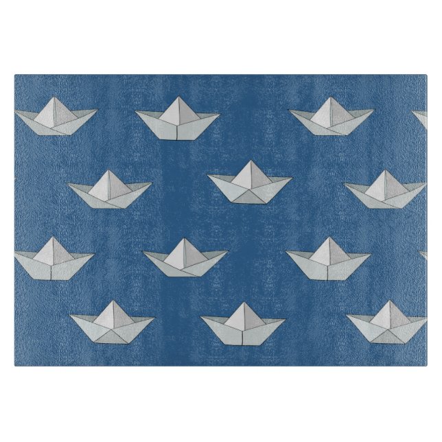 Origami Boats On The Water Pattern Cutting Board (Front)