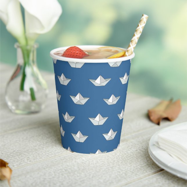 Origami Boats On The Water Pattern Paper Cups (Insitu)