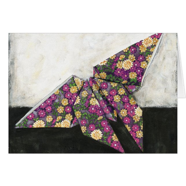 Origami Butterfly on Floral Paper (Front Horizontal)