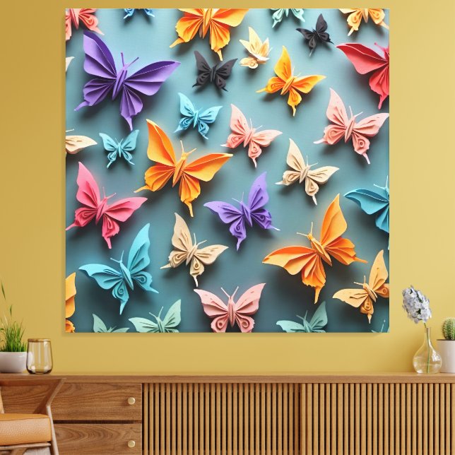 Origami Butterfly Pattern Canvas Print (Insitu(LivingRoom))