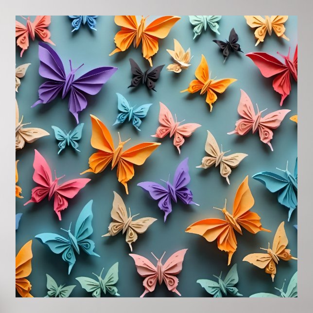 Origami Butterfly Pattern Poster (Front)