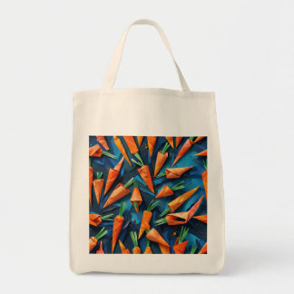 Origami Carrots Acrylic Orange Blue Pattern Tote Bag