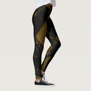 Origami Chintz (L) Black Coffee Leggings