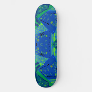 Origami Chintz (L) Blue Green  Skateboard