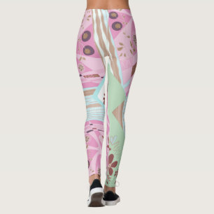 Origami Chintz (L) Dusty Pink Blue Brown White Leggings