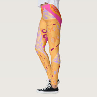 Origami Chintz (L) Orange Lilac Fuchsia Leggings