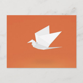 Origami Crane Bird orange Colour Graphic Design Postcard