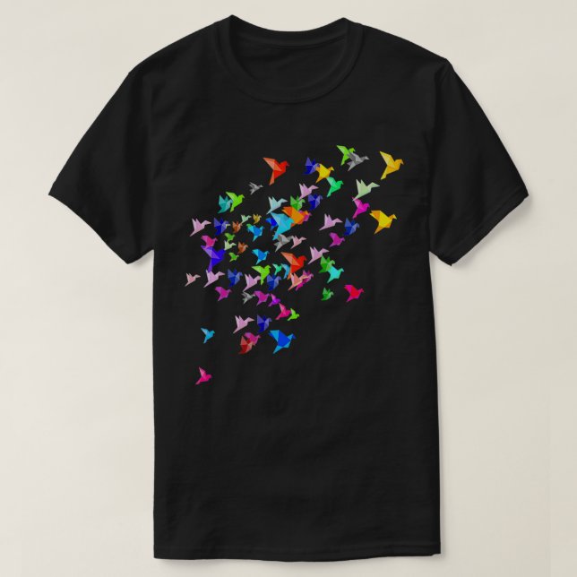Origami Crane Orizuru Flock of Birds Japanese Art  T-Shirt (Design Front)