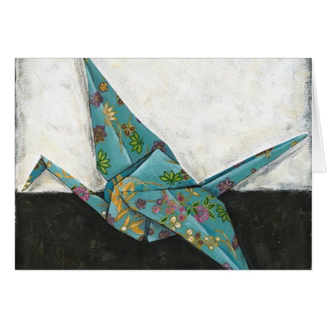 Origami Crane with Floral Designs (Front Horizontal)