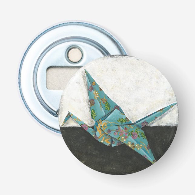 Origami Crane with Floral Designs Bottle Opener (Front)