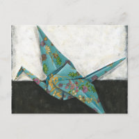 Origami Crane with Floral Designs