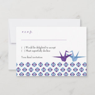 Origami Cranes (Purple Blue) RSVP cards w/ envelop