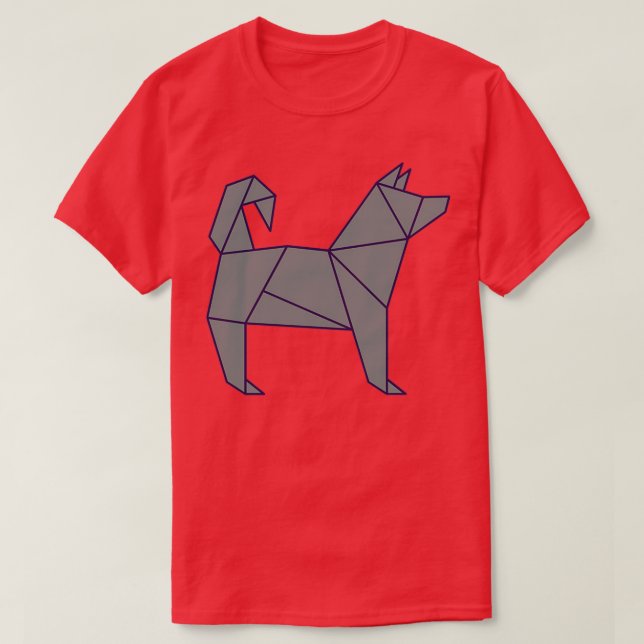 Origami Dog Japanese paper art Origami husky T-Shirt (Design Front)