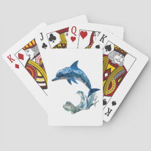 Origami dolphin back to school playing cards
