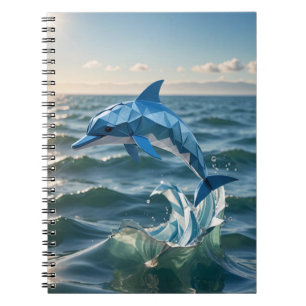 Origami dolphin jumping out of the sea spiral notebook