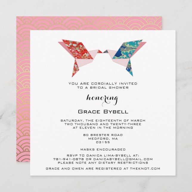 Origami Doves | Bridal Shower Invitation (Front/Back)