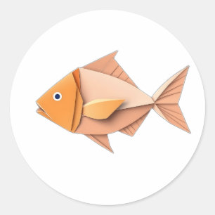Origami Fish in Geometric Style Classic Round Sticker