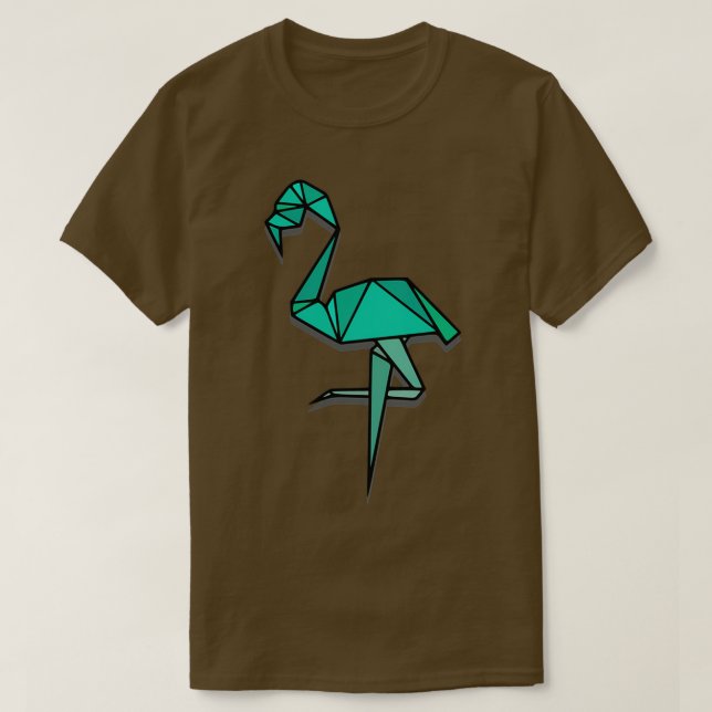 Origami Flamingo Aqua Green T-Shirt (Design Front)
