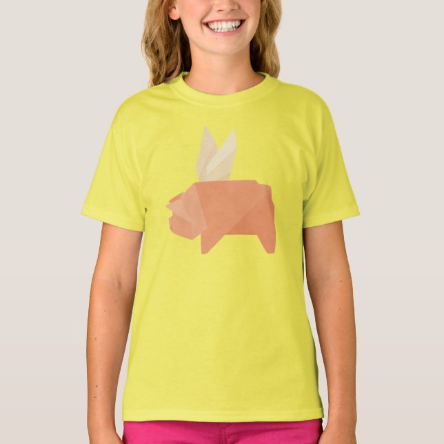 Origami Flying Pig T-Shirt (Front)