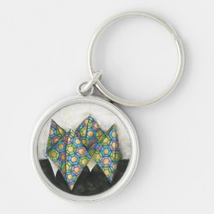 Origami Fortune Teller on Geometric Paper Key Ring