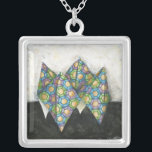 Origami Fortune Teller on Geometric Paper Silver Plated Necklace<br><div class="desc">An old school origami fortune teller created with geometric paper. A Chariklia Zarris original,  it is part of a series she has done with different origami shapes. Buy it today,  and check out the rest of the collection!</div>
